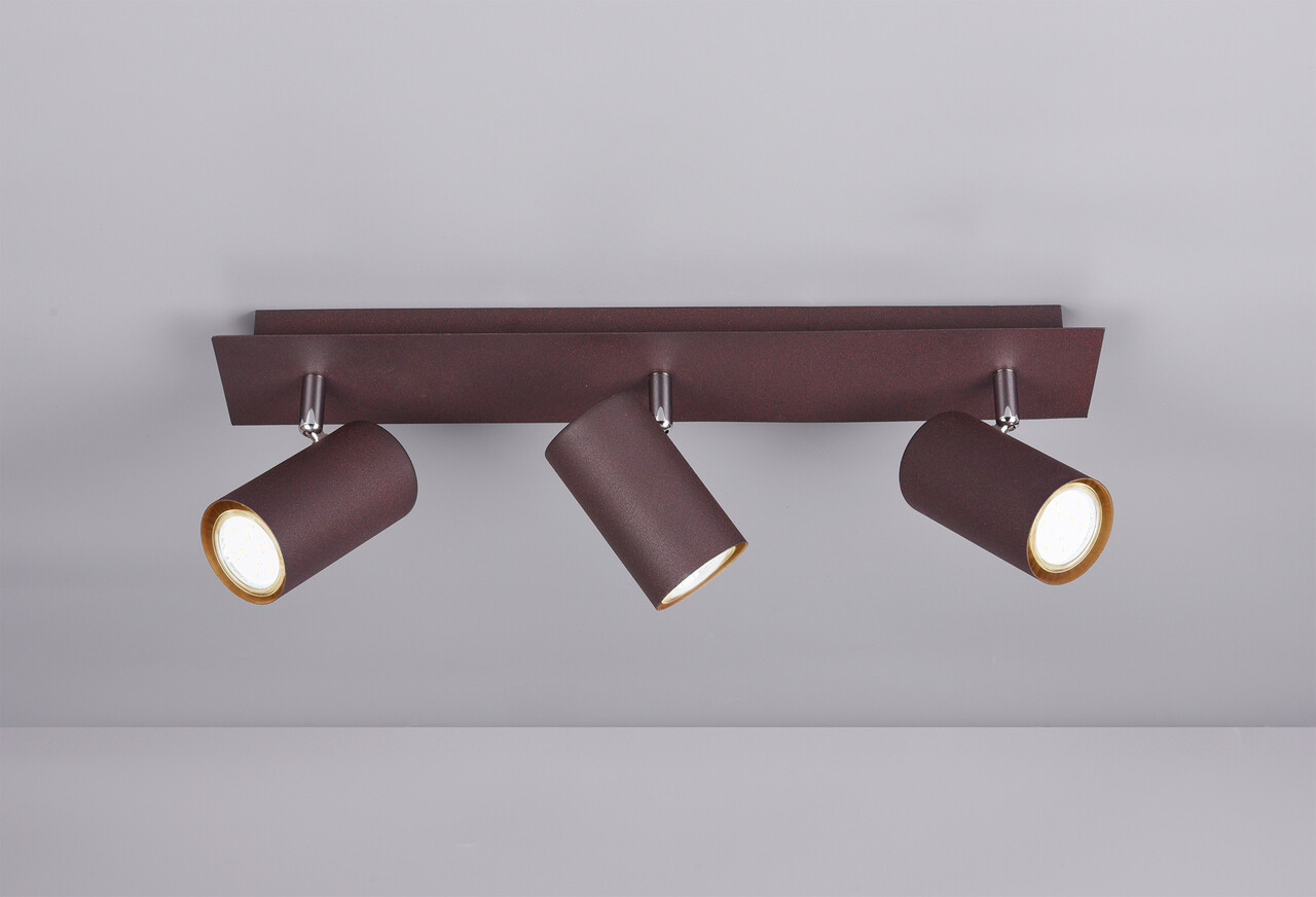 Plafoniera Marley, TRIO, 48x9x15 cm, 35W, 3x GU10, metal, maro - imagine 4